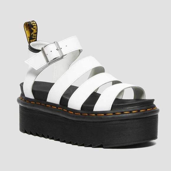 Dr. Martens Shoes - Dr. Martens Blaire White and Black Platform Sandals